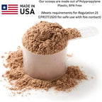 Plastic Measuring Scoop, (70 cc | 4.73 tbsp | 2.37 fl oz. | 70 mL) Long Handle Spoons for Powders, Granules, Coffee, Pet Food, Baking Supplies, Protein and Other Dry Goods, BPA Free (Set of 100)