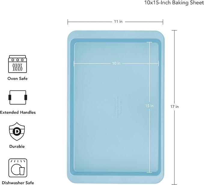 KitchenAid 10x15in Nonstick Aluminized Steel Baking Sheet, Mineral Water