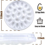 HANSGO Deviled Egg Containers with Lid, Deviled Egg Platter Carrier Holder Trays with 22 Slots for Holiday Party and Home Kitchen, White