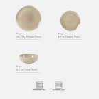 Gibson Elite Sandy Pines Stoneware Plates and Bowls Set - 12 Piece Reactive Glaze Dinnerware Set - Service for 4 - Dishwasher and Microwave Safe - Cream Taupe