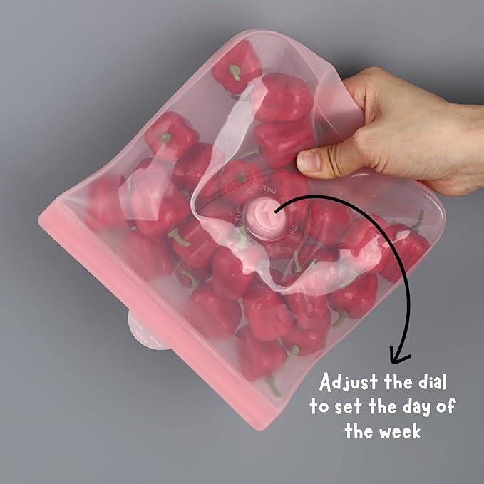 Reusable Silicone Food Storage Bags – Premium Eco-Friendly Multi-Size Set (650ml/1300ml/2000ml), Leakproof, BPA-Free, Freezer & Microwave Safe, Dishwasher Friendly (Pink)