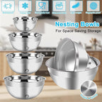 Hand Mixer Electric Mixing Bowls Set, 5 Speeds Handheld Mixer with 4 Nesting Stainless Steel Mixing Bowl, Measuring Cups Spoons 200W Kitchen Blender Whisk Beater Baking Supplies For Beginner