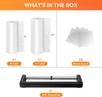 Rolls with Dispenser – 2 Pack 11"x50' and 8"x50', Vacuum Sealer Bags, Leakproof Heavy Duty Food Storage for Sous Vide, Meal Prep, Freezer, Compatible with Food Saver, Wevac Core