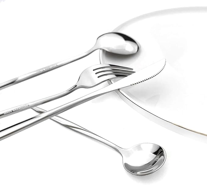 Silver 36-Pieces Silverware Flatware Mirror Polished Dinnerware, 18/0 Stainless Steel Cutlery Set For Home Kitchen Party Hotel Restaurant Wedding Service for 6