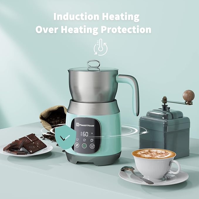 Maestri House Milk Frother, 21OZ Variable Temp and Froth Thickness Milk Frother and Steamer, Smart Touch Control Milk Warmer, Dishwasher Safe, Memory Function for Latte Cappuccino Hot Chocolate