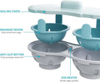 Microwave Egg Poacher with Lid, Double Cup Design, Turquoise and Gray, Food Grade PP Material, 8.7x4.3 Inch, Anti-Slip Bottom, Quick Egg Cooking