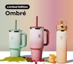 Hydro Flask 40 Oz Travel Tumbler with Handle, Lid and Straw - Insulated Stainless Steel in Matcha Ombre