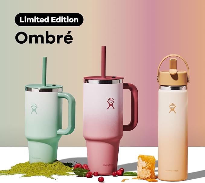 Hydro Flask 32 Oz Travel Tumbler with Handle, Lid and Straw - Insulated Stainless Steel in Matcha Ombre
