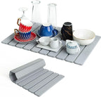 Large Stone Drying Mat for Kitchen Counter | Premium Diatomaceous Earth Coaster Set for Dishes | Non-Slip Kitchen Sink Mat | Fast-Absorbing, Eco-Friendly | 23" x 15.5" (Modern Grey)