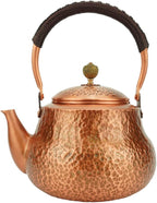 Funmaker Handmade Solid Copper Tea Pot Kettle Stovetop Teapot Thick Hammered Copper Tea Pot Kettle Stovetop Teapot Made for gasstove tops pure copper kettle (Type 4-1300ml)