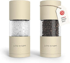 LARS NYSØM Salt and Pepper Grinder Set I Salt and Pepper Mills with Adjustable Ceramic Grinder 2 pieces I Manual Design Spice Mill Set (Almond Beige)