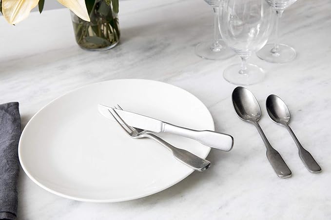 FORTESSA Ashton 18/10 Stainless Steel Flatware, 5 Piece Place Setting With Knife, Forks and Spoons (Service For 1), Dishwasher Safe, Antiqued