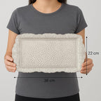 Alisveristime Small Ornate Metal Serving Tray – Ottoman Motif Decorative Tray (14.2" x 7.1", 10.8 oz) (Silver)