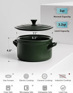 LE TAUCI 3 Quart Ceramic Dutch Oven - Lightweight, Non-Toxic, No Seasoning Needed- Oven, Microwave & Dishwasher Safe, Dutch Oven Pot with Lid for Sourdough, Soup & Stew, Forest Green