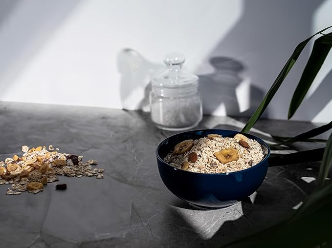 KooK Soup Bowls, Cereal Bowl, Ceramic, Bowls for Kitchen, Microwave, Dishwasher and Freezer Safe, Porcelain Dishes for Pasta, Salad, Oatmeal, Deep Interior, 20 oz, Set of 6, (Navy)