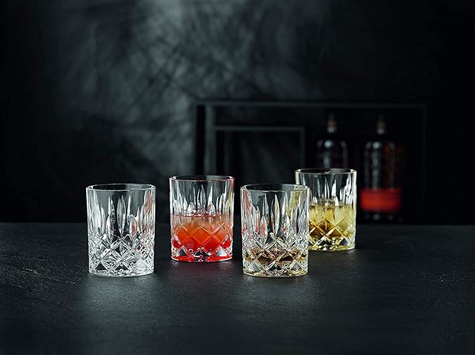 Nachtmann Noblesse Collection Whiskey Glass, Set of 4 Crystal Clear Glasses, 4-Inch Tumbler for Scotch, Cocktail, Liquor, or Bourbon, 10-Ounce, dishwasher safe