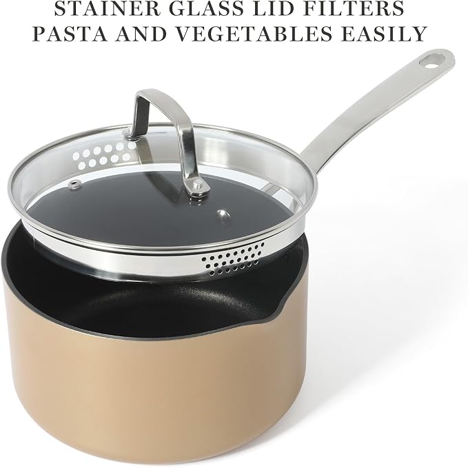 Martha Stewart 12 Piece Heavy Gauge Aluminum Hard Anodized Premium Nonstick Cookware Set, Induction Safe, Copper w/Black Interior