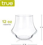 True Whiskey Glasses for Men and Women, Top-notch Bourbon Scotch Whiskey Cups Set, Bar Glassware Drinking Glasses Set of 4, 12 oz