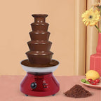 Commercial Chocolate Fountain Machine 5-Tier, 7 Lb Large Capacity Stainless Steel Melting Heater, 3000ml 230w 110v, for Hot Chocolate, Nacho Cheese, Liqueurs Electricfor Wedding, Party (Red)