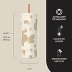 Contigo x Ally Love Stainless Steel Vacuum-Insulated Tumbler w/Straw, Autoclose Tech, Easy Clean Lid, Leak-proof Drinking, Keeps Drinks Cold 20hours, BPA Free, 24oz., Streeterville 2.0, Oatmilk