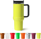 Silicone Boot for Stanley, Cup Bottom Protector Sleeve Accessories for Stanley Quencher H2.0 FlowState Tumbler 20oz/30oz/Stanley Adventure Quencher Tumbler 24oz (Yellow)