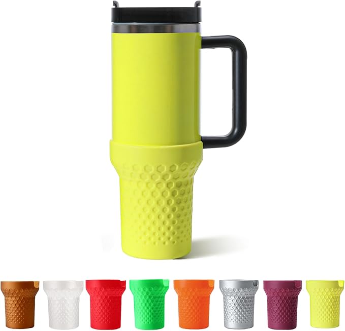 Silicone Boot for Stanley, Cup Bottom Protector Sleeve Accessories for Stanley Quencher H2.0 FlowState Tumbler 20oz/30oz/Stanley Adventure Quencher Tumbler 24oz (Yellow)