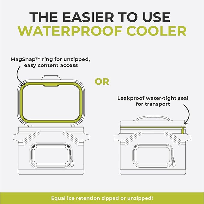 CORE Magnetic Leak Proof Soft Cooler with Waterproof Zipper | Insulated Bag Portable Ice Chest Box | Best Soft Cooler for Food & Beverages for Tailgating, Car Camping, Travel, and Family Beach Picnics