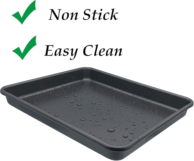 Small Cookie Sheets 11X9 Inch 2Pcs Mini Baking Pan Toaster Oven Tray Nonstick Thicken Brushed Carbon Steel Magnetic No Warp 1 to 2 Person Bakeware By HYTK