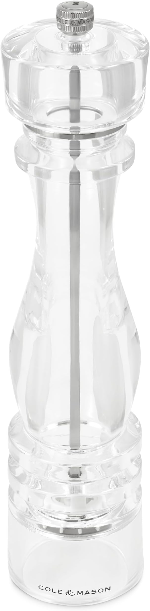 Cole & Mason London Refillable Spice Mill - Kitchen & Home Accessory - Table Salt Grinder - Salt Mill with Ceramic Mechanism - 12", Acrylic