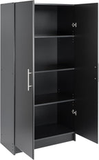 Prepac Elite Tall Garage Storage Cabinet & Pantry Storage Cupboard, 2-Door Freestanding Bathroom or Pantry Cabinet with Adjustable Shelves, 16" D x 32" W x 65" H, Black