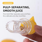 Yellow Manual Citrus Juicer with Filter and Spout, Screw-Top Hand Press for Lemon Orange Drinks