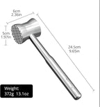 Stainless Steel Meat Tenderizer Hammer – Heavy-Duty All-Metal Design, Anti-Rust & Dishwasher Safe – Textured Surface for Steak, Chicken, Pork, and More