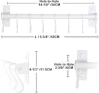 Dseap Kitchen Utensil Holder Hanger, Pot and Pan Rack Wall Mounted, Kitchen Rail with 8 Hooks for Hanging Cooking Utensils, Mugs, Spoons, Wall Mounted, White