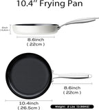 Ceramic Nonstick Frying Pan for Cooking, 10 Inch Non Stick Tri-Ply Stainless Steel Pan, Non Toxic Skillet, PTFE & PFOA Free, Compatible with All Stovetops, Dishwasher & Oven Safe