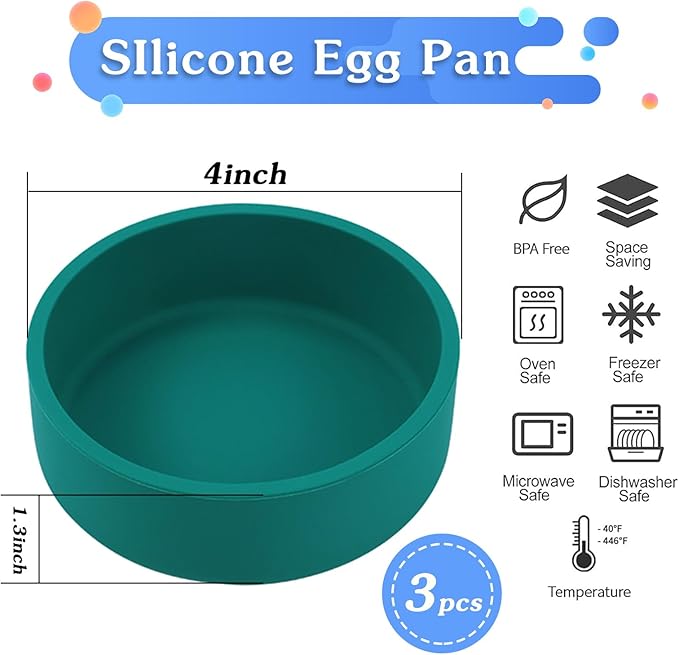 Silicone Air Fryer Egg Pan, Individual Egg Bite Maker Reusable Egg Molds, Microwave Egg Cooker, BPA Free Air Fryer Accessories, Dishwasher Safe, Multi Color, 3Pcs