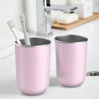 Mouthwash Cup，stainless steel cup 12-ounce drinking cup，Bathroom Tumbler - Toothbrush Cup-Reusable Drinkware - home and outdoor activities,coffee cup, office and travel(pink)