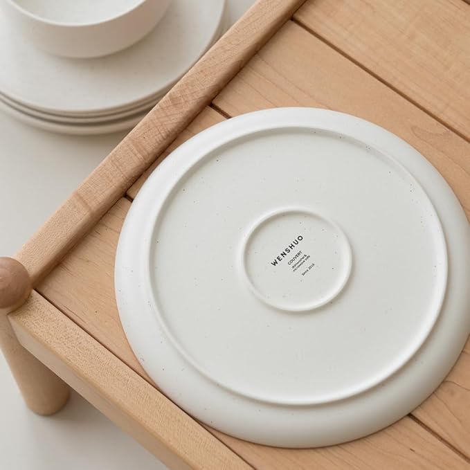 WENSHUO Dinner Plates Set of 6, Chip and Scratch Resistant (Nacre White, 10.5 Inch)