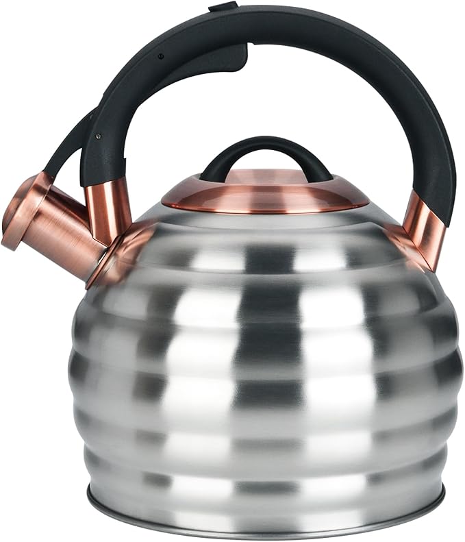 Tea Kettle for Stove Top Whistling Teapot, 3.2Q Tea Pot Stainless Steel Teakettle with Heat Proof Ergonomic Handle