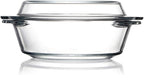 Clear Round Glass Casserole With Lid Glass Bakeware Easy Grab Baking Dish,Microwave, Oven, Freezer, and Dishwasher Safe (0.65L)