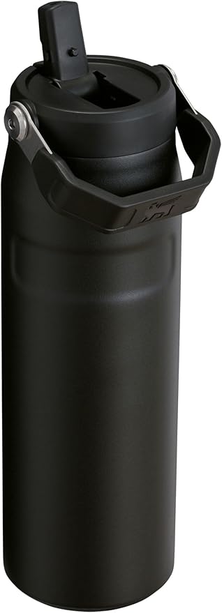 Stanley IceFlow Flip Straw 2.0 Water Bottle 24 OZ | Built-In Straw with Larger Opening | Lightweight & Leak-Resistant | Insulated Stainless Steel | BPA-Free | Black 2.0