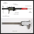 Digital Caliper Measuring Tool,with Large LCD Screen, Easy Switch Inch/MM/Fraction,6inch/150mm Stainlee Steel Caliper and 8inch/200mm Stainlee Steel Ruler for DIY/Household