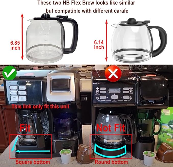 12 Cup Replacement Glass Carafe for Hamilton Beach Coffee Maker Flex Brew 49933 49980A 49980Z 49940 49947 49950 49954 49956 49958 49976, NOT fit 49902 49904, 46290 46299 46293 43874 49630 49615