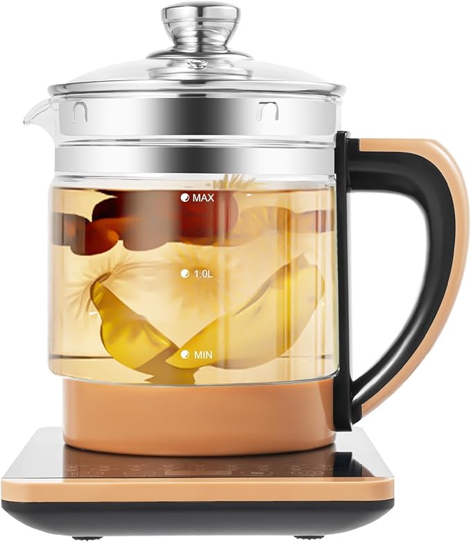 1.8L Electric Water Kettle, 800W 110V Multifunctional Electric Glass Kettle Hot Tea Maker Health Pot with Filter and Digital Heating Base For Coffee, Soup, Hot Pot, Boiled Eggs