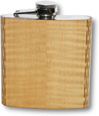 WUDN 6 oz. Wooden Hip Flask - Stainless Steel Body, Real Shimmering Maple