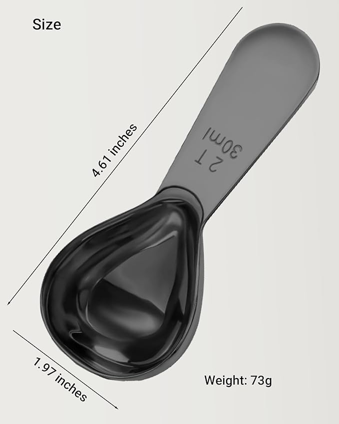 Coffee Scoop 30ml 2PCS, 2 Tablespoon Measuring Spoons, Ergonomics Design Coffee Scooper Stainless Steel Manufacture，Coffee Scoop for Ground Coffee Protein Powder Sugar Cereal (Black, 2 tbsp-30ml)