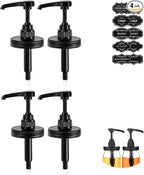 Mason Jar Dispenser, 4PK Coffee Bar Syrup Dispenser, Pump and Lid for Regular Mouth Mason Jar, Food Grade Rust-Proof Pump for Liquid Condiments, Ketchup, Honey, Syrup and More