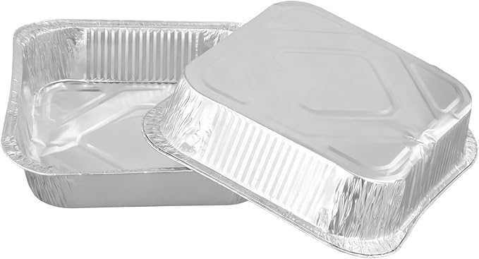 50 Pack 8x8 Inch Square Aluminum Baking Pans, Heavy Duty Disposable Foil Pans for Baking, Cooking, Freezing, Meal Prep