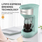 LITIFO Single Serve Coffee Maker for Ground coffee, Tea & K Cup Pod, 2-In-1 Small Coffee Machine with 6 to 14oz Reservoir, One-Button Fast Brew, Auto Shut-off & Self Cleaning Function (Green)