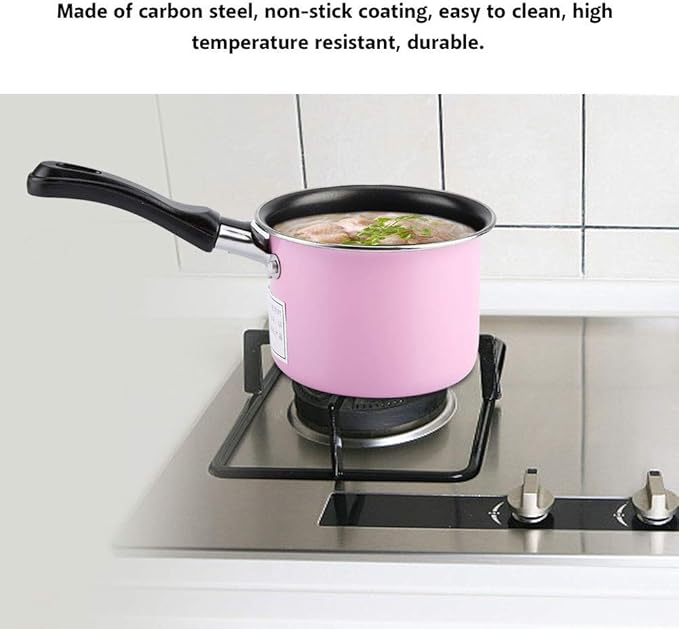 Mini Saucepan, 0.5QT Pink Nonstick Butter Warmer with Handle 2 Pour Spouts Multi Milk Pot Stockpot Practical Small Melting Pot