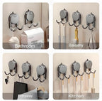 4 Pack Heavy Duty Suction Cup Hooks - No Drill Vacuum Suction Hanger for Bathroom, Kitchen, Glass/Tile/Metal, Holds Towels, Keys, Utensils (Gunmetal Gray)